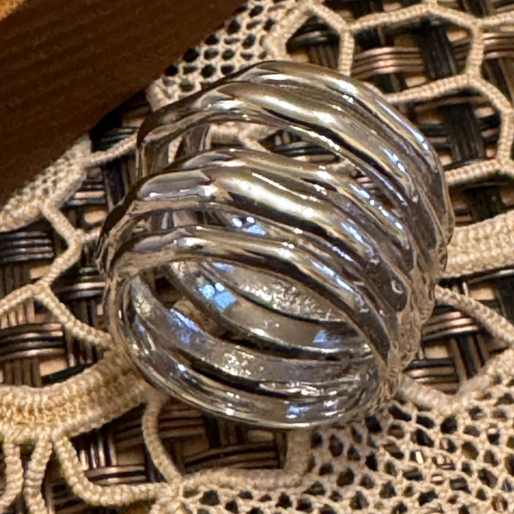 Silver Tone Multi- Octagon Shape Ring - image 6